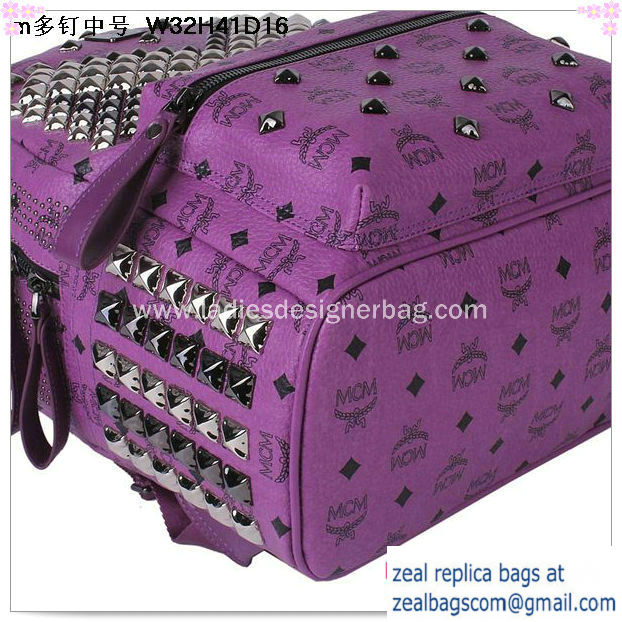 High Quality Replica Hot Sale MCM Medium Stark Front Studs Backpack MC4237 Purple - Click Image to Close